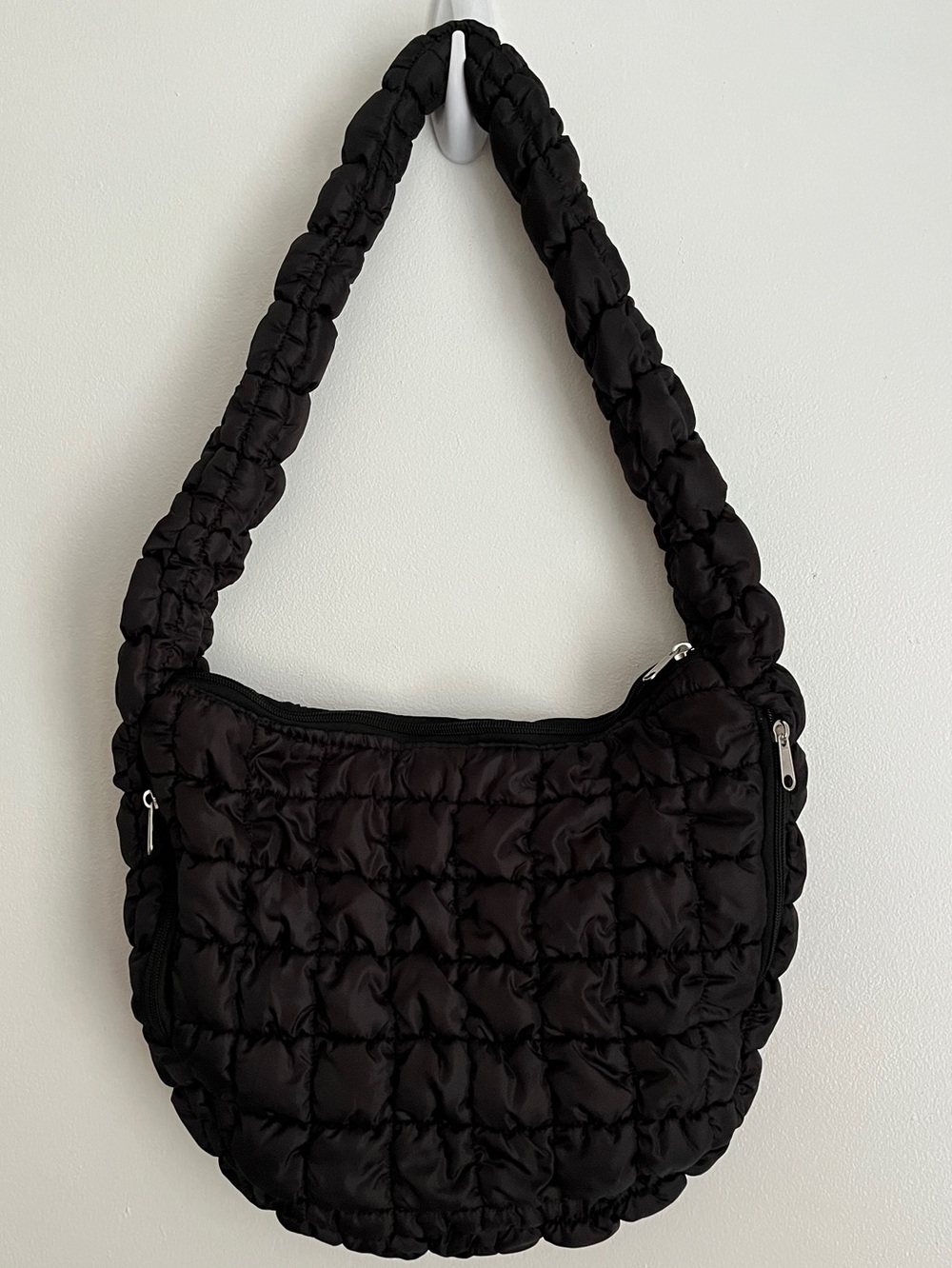 Quilted Puffer Handbag Black Front Pockets 5B Style Casual Boho Travel